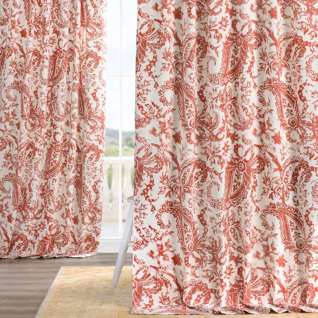 Exclusive Fabrics Edina Washed Classic Paisley Printed Cotton Curtain Panel