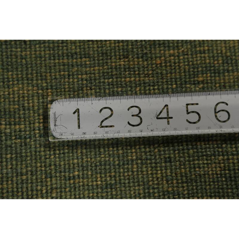 Green & Yellow Modern Gabbeh Runner Rug Handmade Wool Carpet - 2'8" x 9'6"
