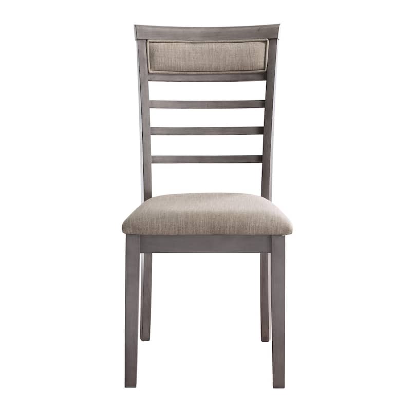 Owen 5 Piece Dining Set with Table and 4 Chairs, Brown Polyester, Gray Wood