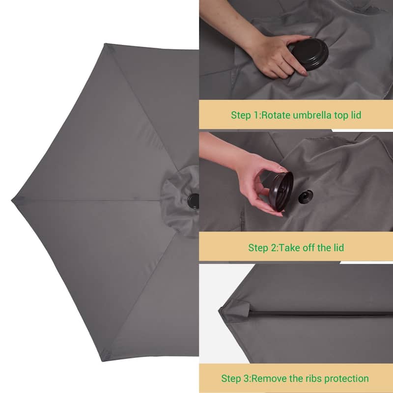 LIVOOSUN 7.5ft Steel Patio Market Umbrella Tilt System