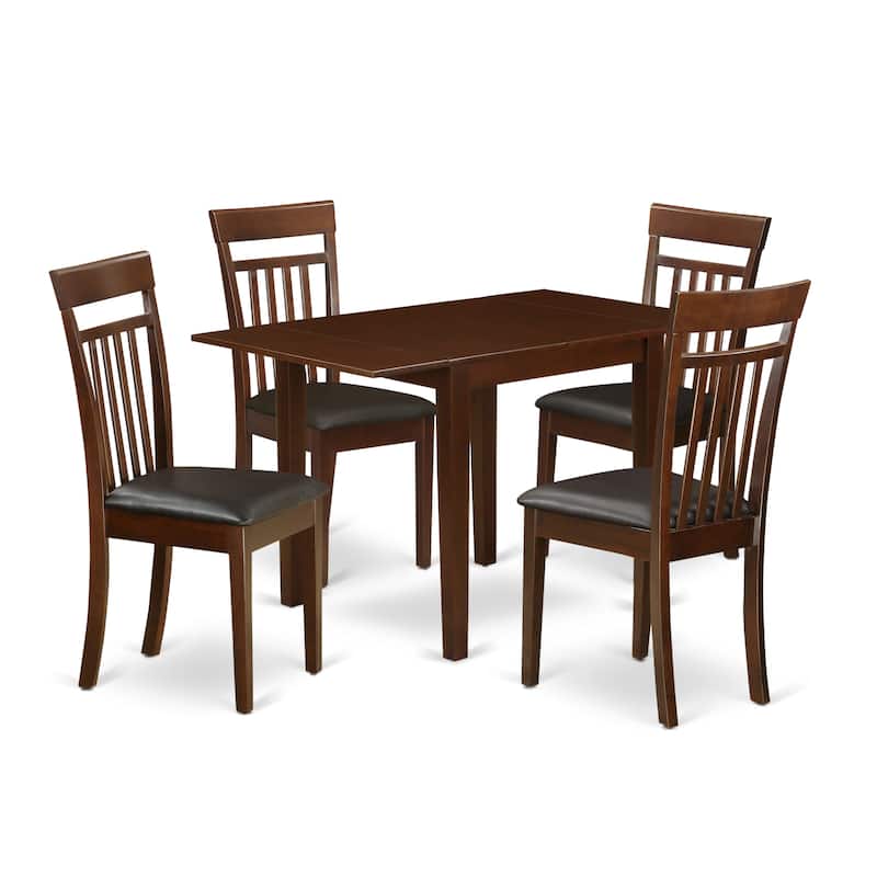 East West Furniture Modern Dining Table Set- a Rectangle Table and Faux Leather Dining Room Chairs, Mahogany(Pieces Options)
