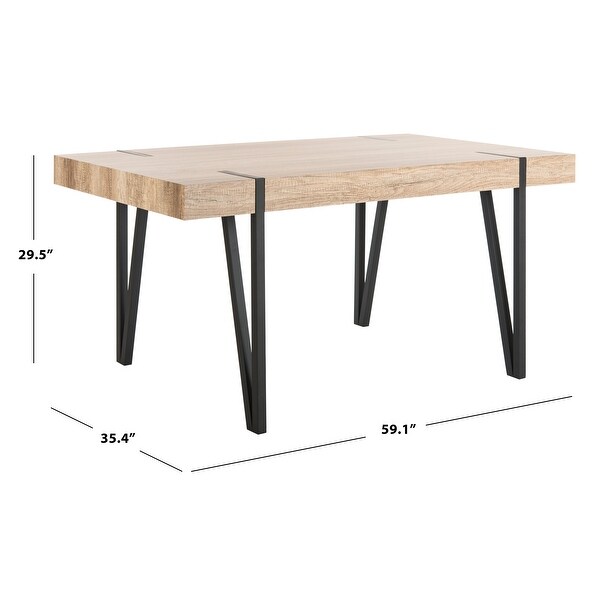 SAFAVIEH Alyssa Mid-Century Industrial Rustic Dining Room Table - 59.1" W x 35.4" L x 29.5" H