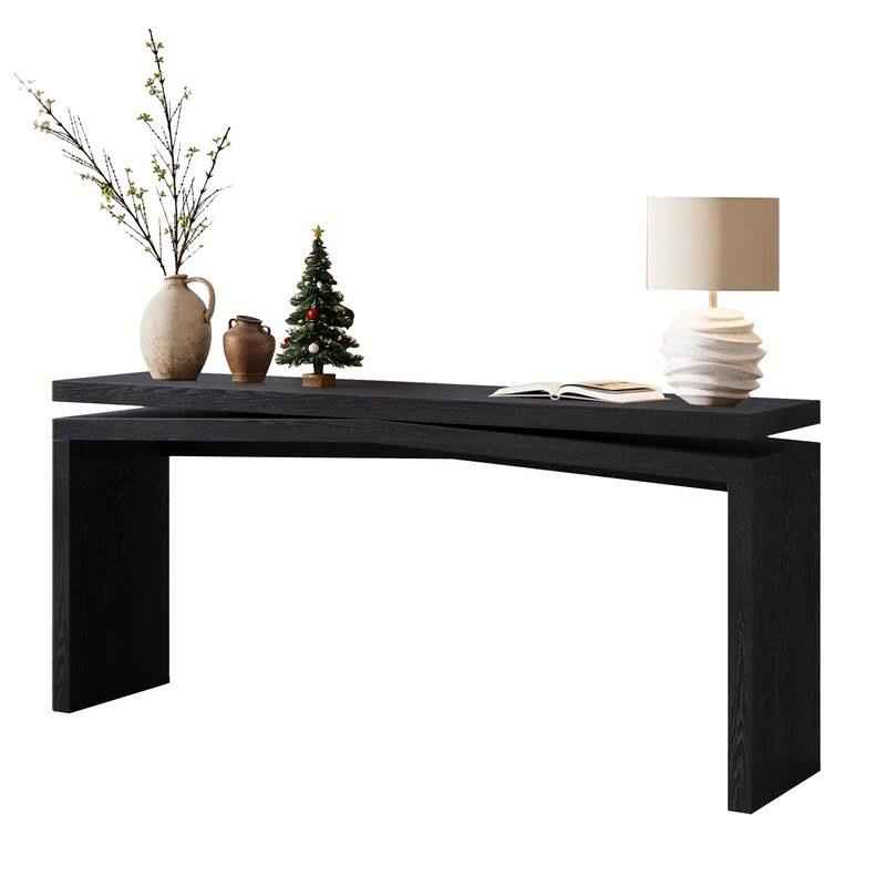 Rustic 65" Solid Wood Console Table for Farmhouse Entryway Living Room or Hallway Display Storage