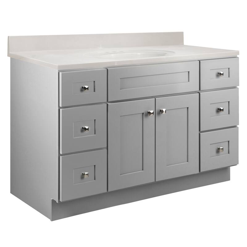 Brookings 49 Inch Fully Assembled Bath Vanity with Ivory Swirl Top