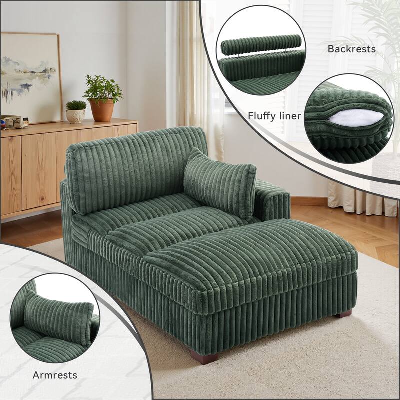 UIXE Upholstered Plush Chaise Lounge Chair For Interior