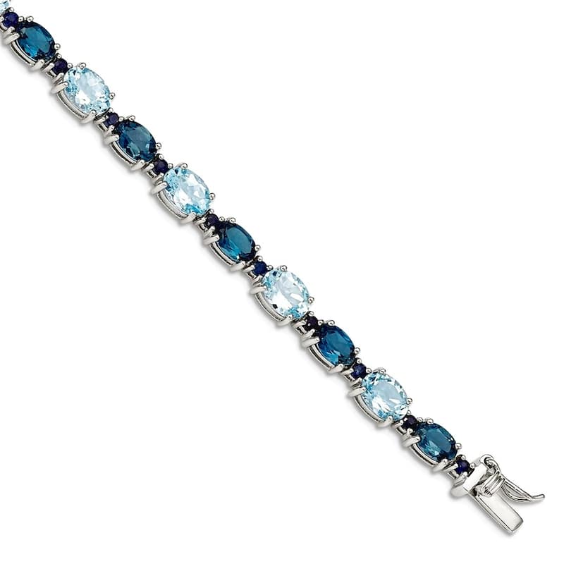 Curata 925 Sterling Silver 7.25" 6mm Shades of Natural Blue Topaz Bracelet - London and Sky Blue