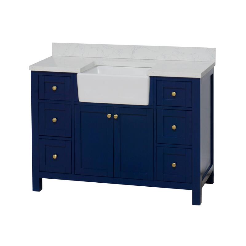 KitchenBathCollection Yorkshire 48" Farmhouse Bathroom Vanity with Engineered Marble Top