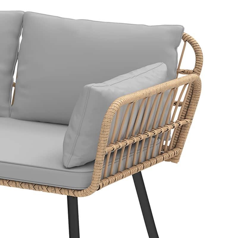 Moasis Outdoor Patio All-Weather Wicker Loveseat/Bistro Set/Sectional Sofa with Cushions and Lumbar Pillows