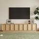 preview thumbnail 2 of 25, 78.74" Modern TV Stands with Brown Wood Grain,Mid Century Media Console With 4 Cabinets