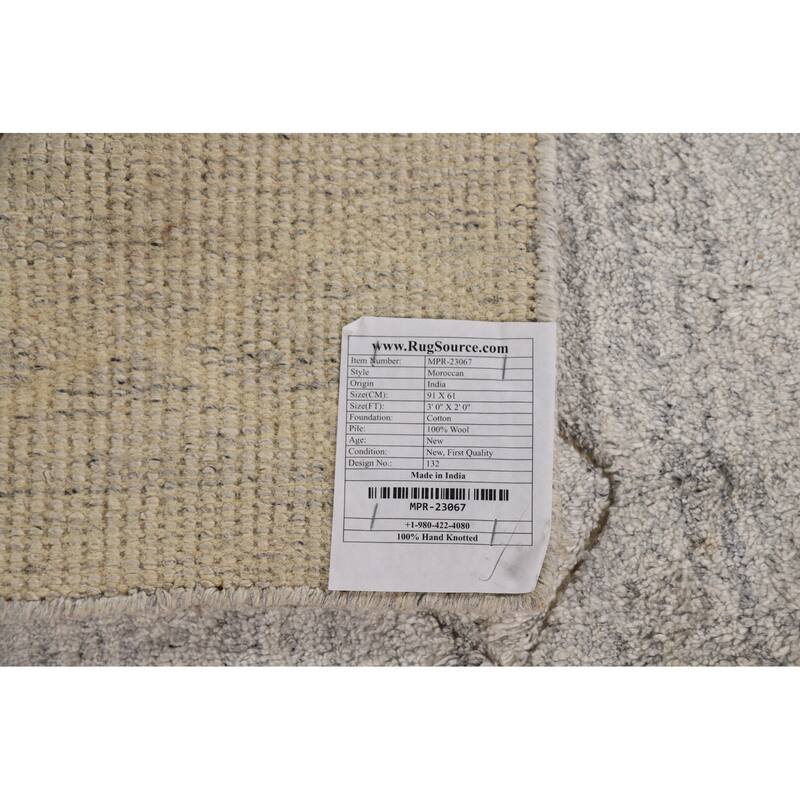 Moroccan Oriental Accent Rug Handmade Geometric Wool Carpet - 2'0"x 3'0"