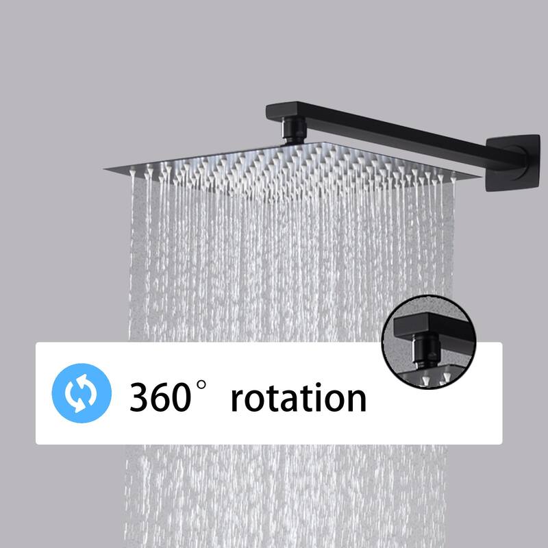 10" Matte Black Shower Faucets Sets Complete,Rain Shower Head with Handheld Shower Valve Shower System