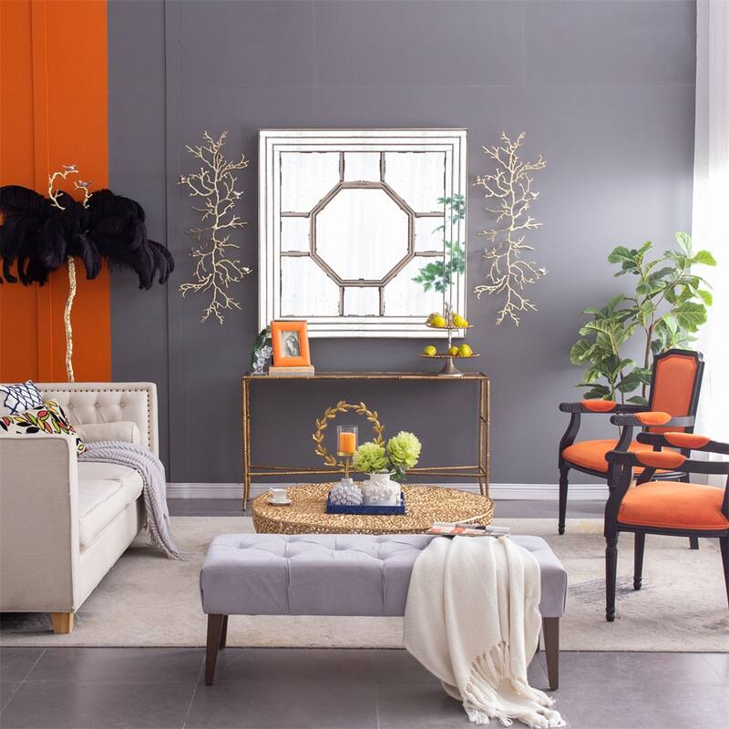 Antique Style Decorative Square Wall Mirror with Mirrored Frame