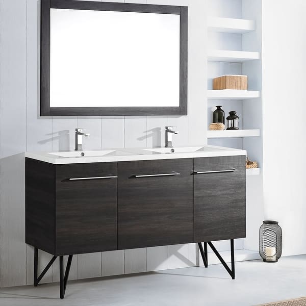 slide 2 of 8, Swiss Madison 60" Vanity Top Bathroom Sink White
