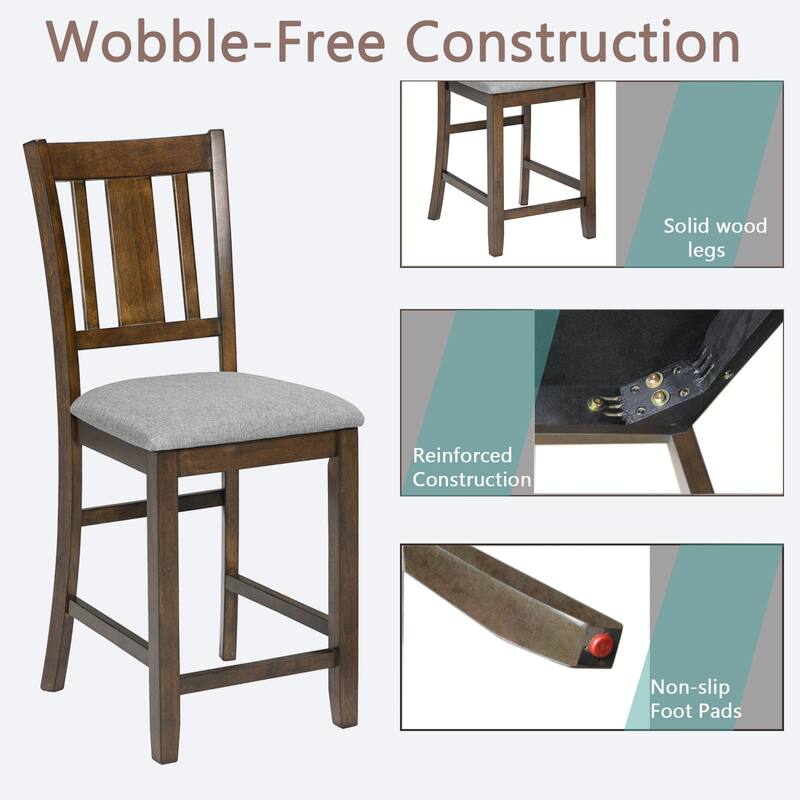 Rubber Wood 4 Piece Kitchen Dining Chair Set with Linen Cushion, Slatted Backrest for Dining Room Living Room Kitchen Bedroom