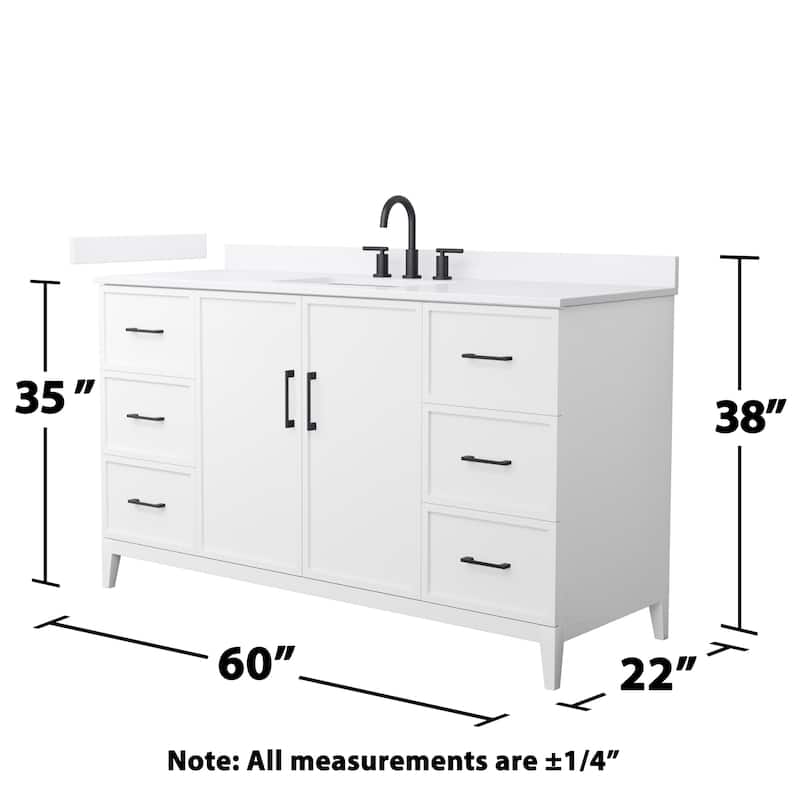 Elan 60-inch Single Vanity, 3 Hole Quartz Top