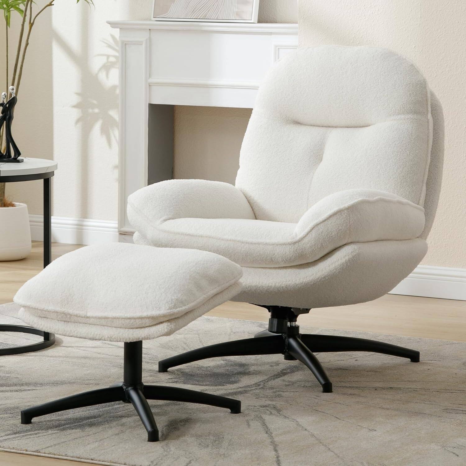 Chairus Faux Fur Accent Chair with Ottoman 19039 Bed Bath