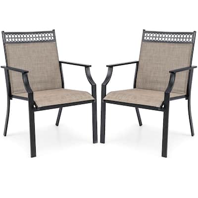 Costway Patio Chairs Set of 2 with All Weather Breathable Fabric High - See Details