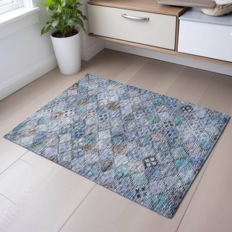 Premium Washable Super Soft Global Boho Mayfield Rug - Blue - 1'8" x 2'6"