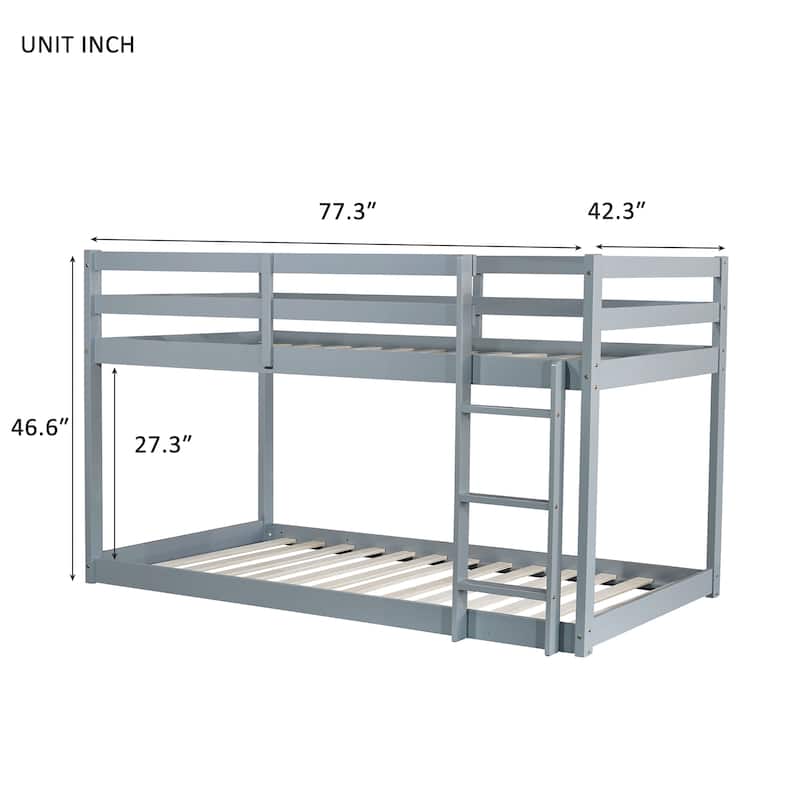 Twin Loft Bed with Dual 13-Slat Platforms and Low-Profile Design (200lb Capacity per Level)