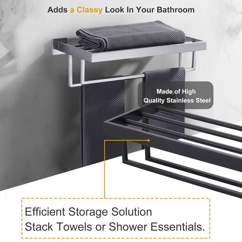 WOWOW 2-Tier Stainless Steel Bath Towel Rack