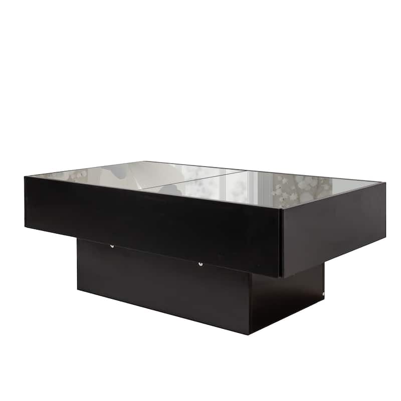 Extendable Coffee Table with Storage, Wood Center Table for Living Room, Rectangular Coffee Tables with Sliding Tabletop