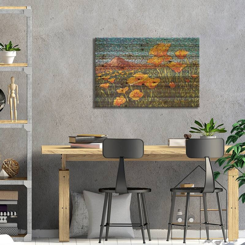 Poppies Print On Wood by Candy Mayer - Multi-Color