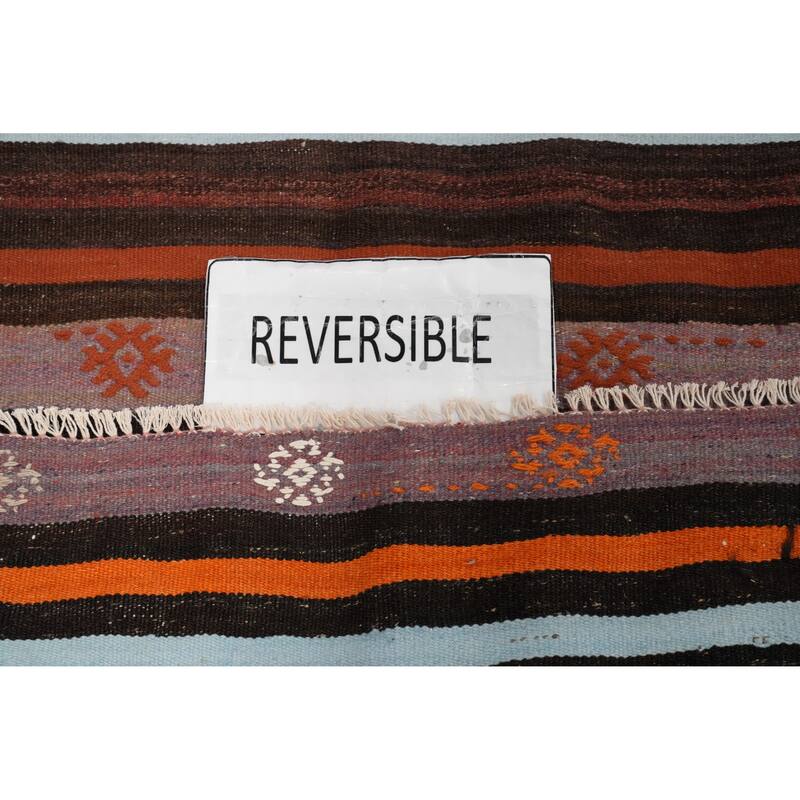 Hand Woven Oriental 100% Wool Carpet Southwestern Tribal Oranges & Rust Kilim Area Rug - 8' 2'' X 5' 10''
