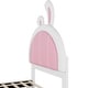 preview thumbnail 24 of 22, Twin Size Upholstered Bed Frame with Rabbit-Shaped Headboard, Cute Cartoon Faux Leather Platform Bed w/ Bed End Storage Pocket