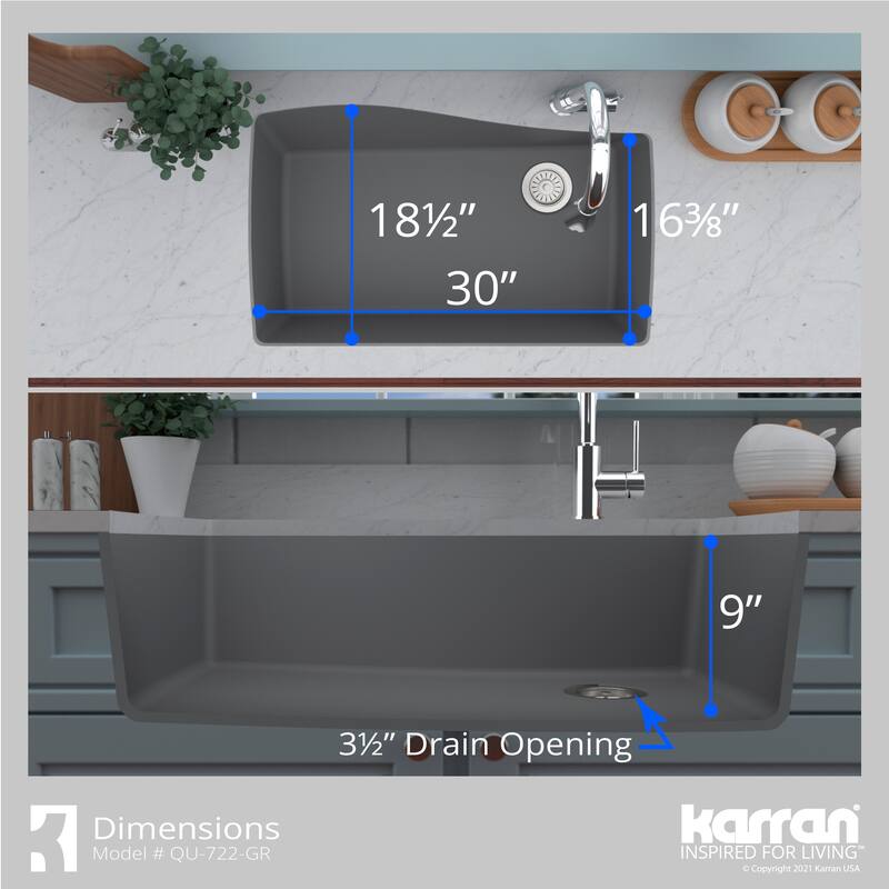 Karran Undermount Quartz Single Bowl Kitchen Sink