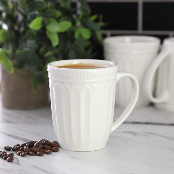 Elama Hansel 6 Piece Stoneware 12 Ounce Mug Set in White, Service for 6