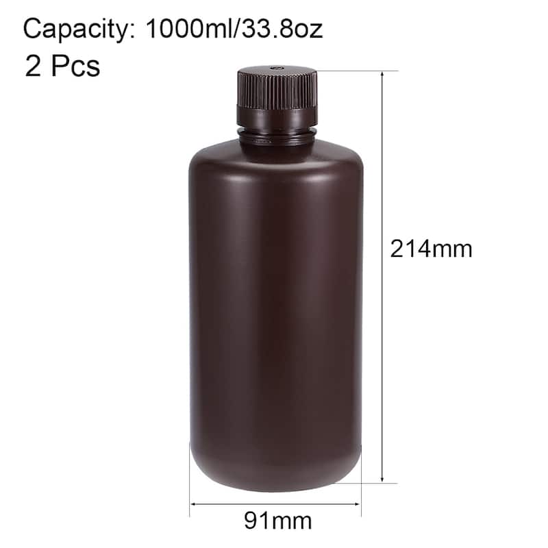 Plastic Reagent Bottle Sample Sealing Liquid Storage Container 2pcs - Brown - 1000ml/33.8oz