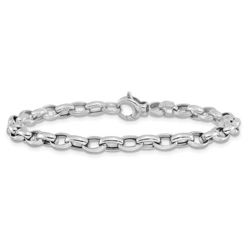 Curata 4.98mm 14k White Gold Hollow Polished Fancy Link Bracelet 7.5 Inch