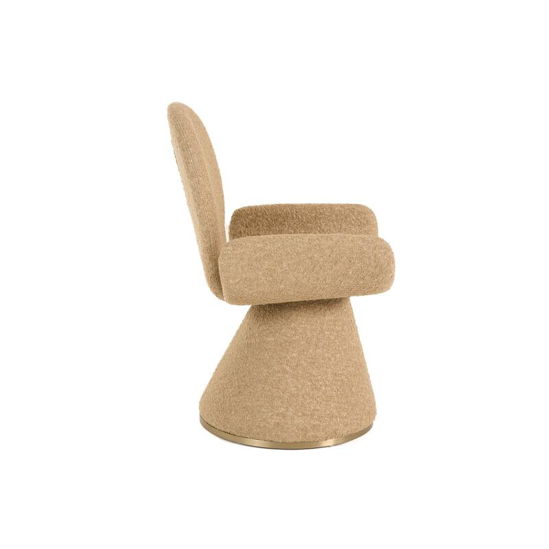 Modrest Neptune Contemporary Beige Fabric & Brushed Brass Dining Chair