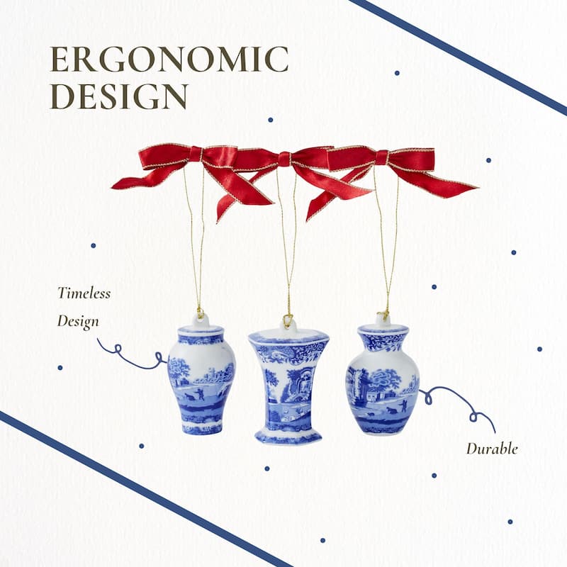 Spode Set of 3 Blue Italian Mini Urn Ornaments