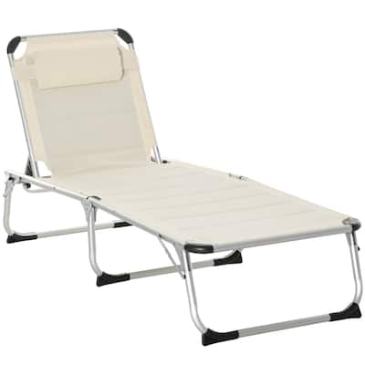Lounge Chair Adjustable Recliner with Cotton Padded Seat Head Pillow Aluminum Frame for Pool Beach and Outdoor Use