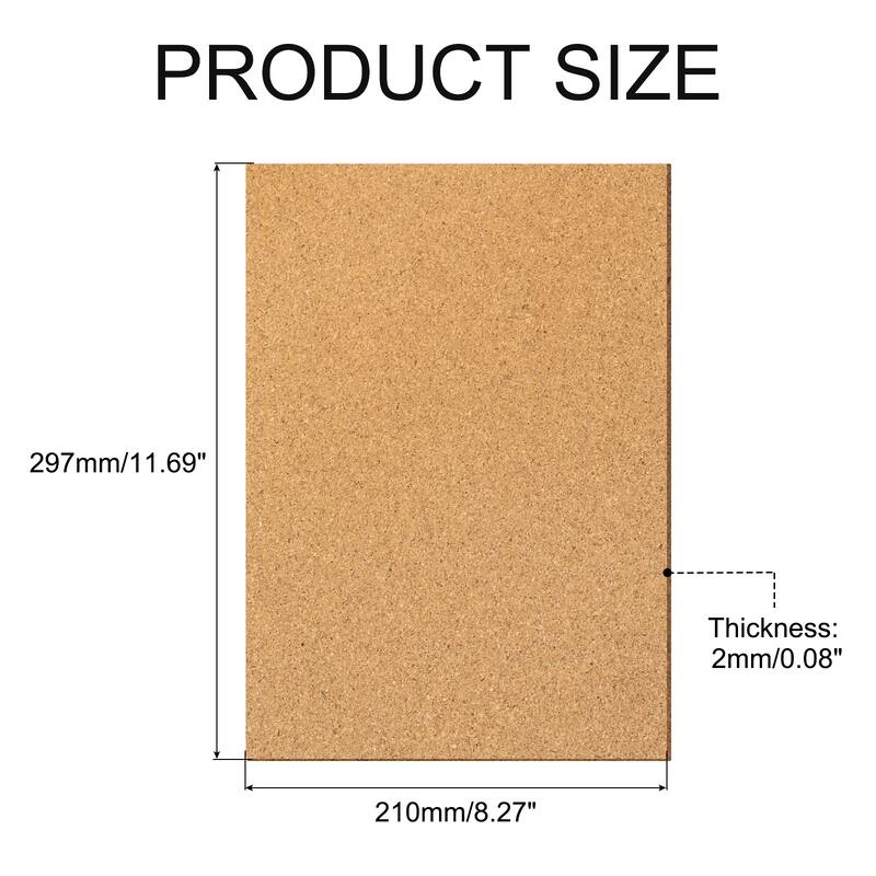 Self-Adhesive Cork, Rectangle Coaster Mat Backing Sheet - Brown - 11.69" x 8.27" x 2" - 8Pcs