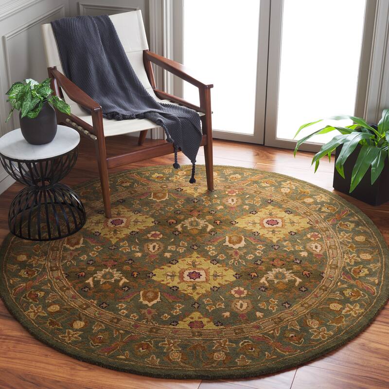 SAFAVIEH Handmade Antiquity Allegonde Traditional Oriental Wool Rug - 3'6" Round - Olive