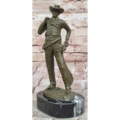 Standing Cowboy Bronze Sculpture - Wild West Western Gunslinger Art