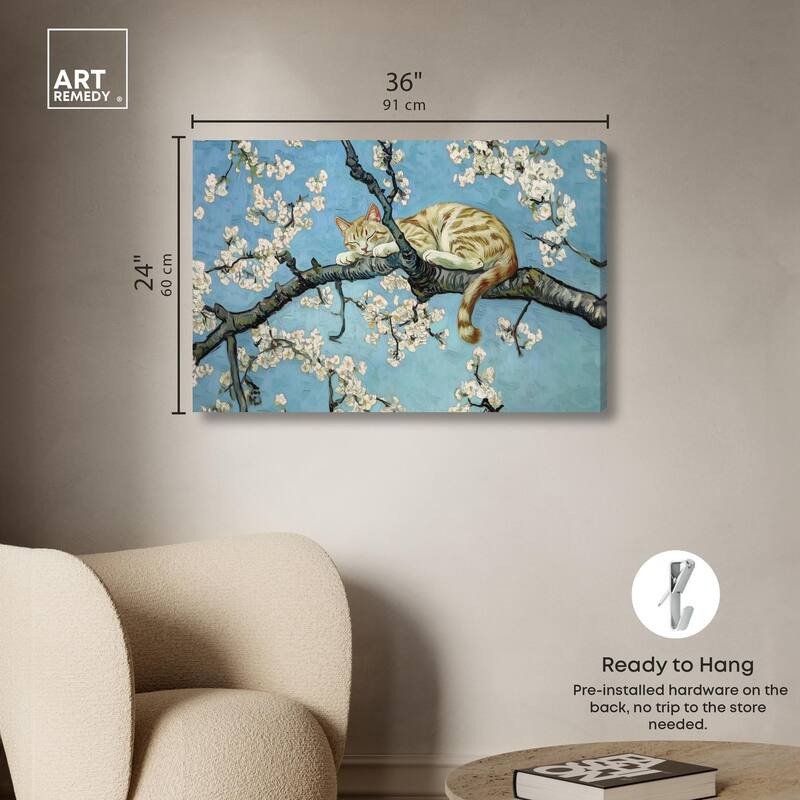 Autumn Blossom Kitten Canvas by Art Remedy, Gallery Wrapped