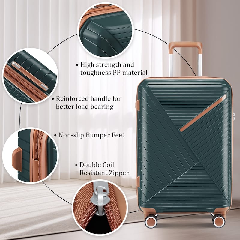 14/20/24/28" Expandable Lightweight Luggage Sets, Hardside Suitcase with Double 360 Degrees Mute Spinner Wheels & TSA Lock