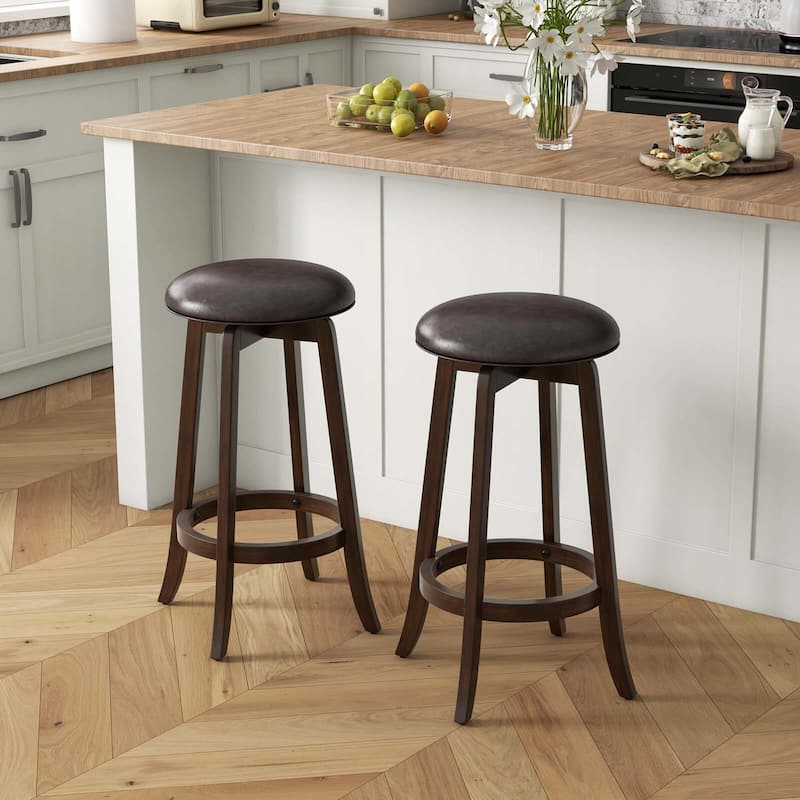 2/4PCS Swivel Bar Stools Backless Round Bar Height Stools