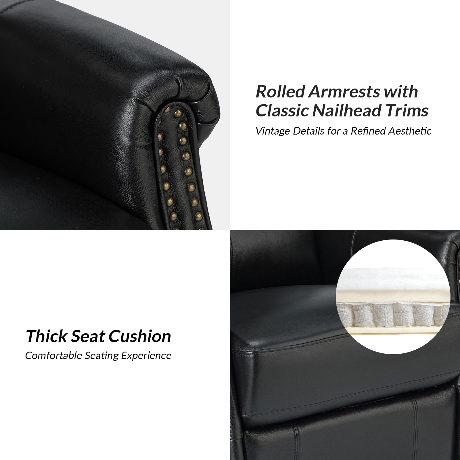 Renaro black leather best sale chair