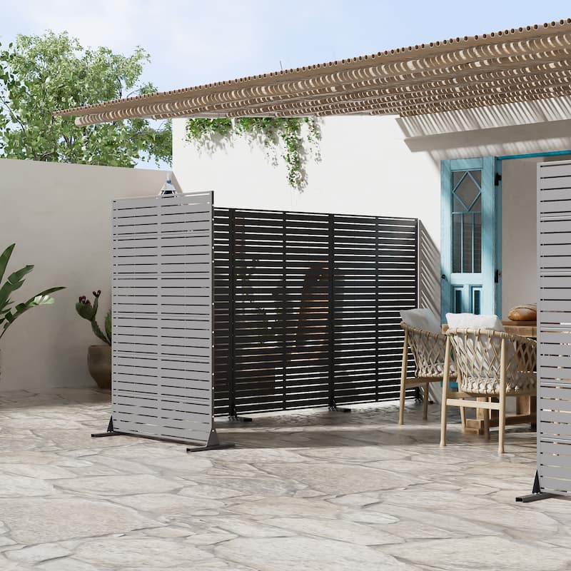 72in Dovelina Outdoor Freestanding Metal Privacy Screen Decorative Garden Fence