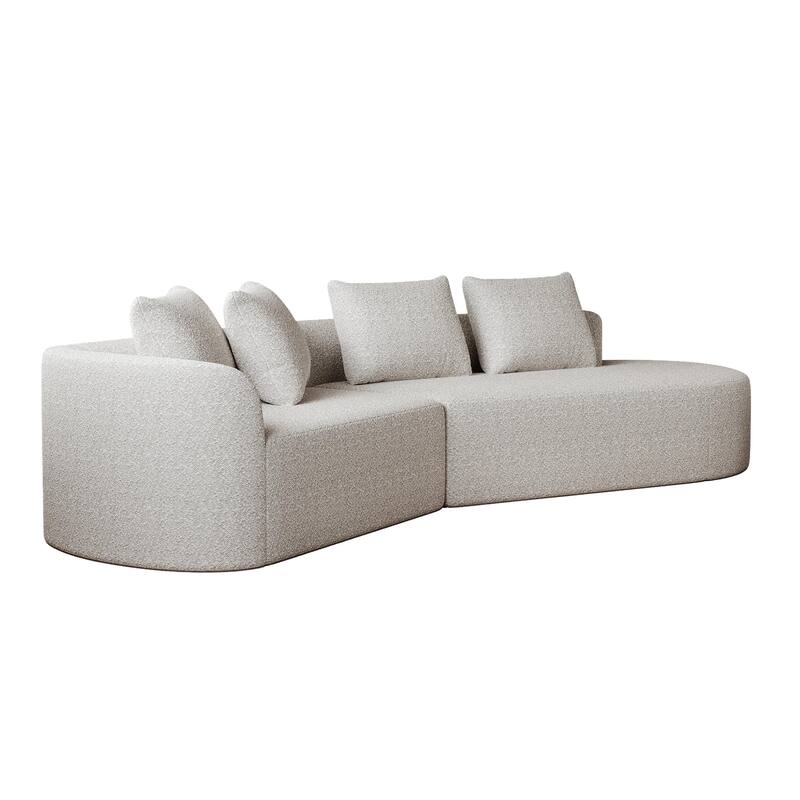 Modular Curved Sectional Sofa, Oversized Chenille Cloud Couch, Compressed Upholstered Sofa with 4 Throw Pillows