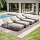 Option 4-Piece Brown Wicker Beige Cushion