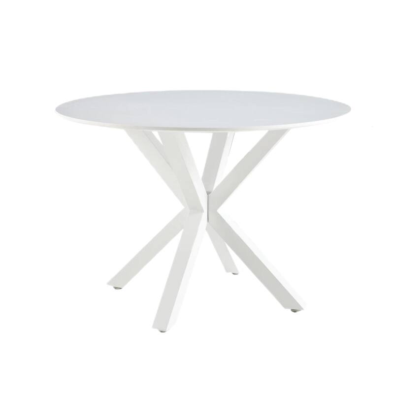 42 Inch Dining Table With Round Table Top and Steel Cross Legs - 29"H x 42"L x 42"W