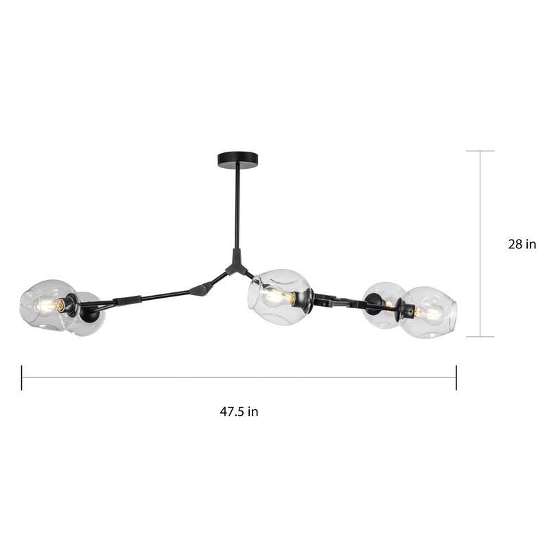 8-Light Black Modern Full-angle Adjustable Chandelier with Clear Glass Shades