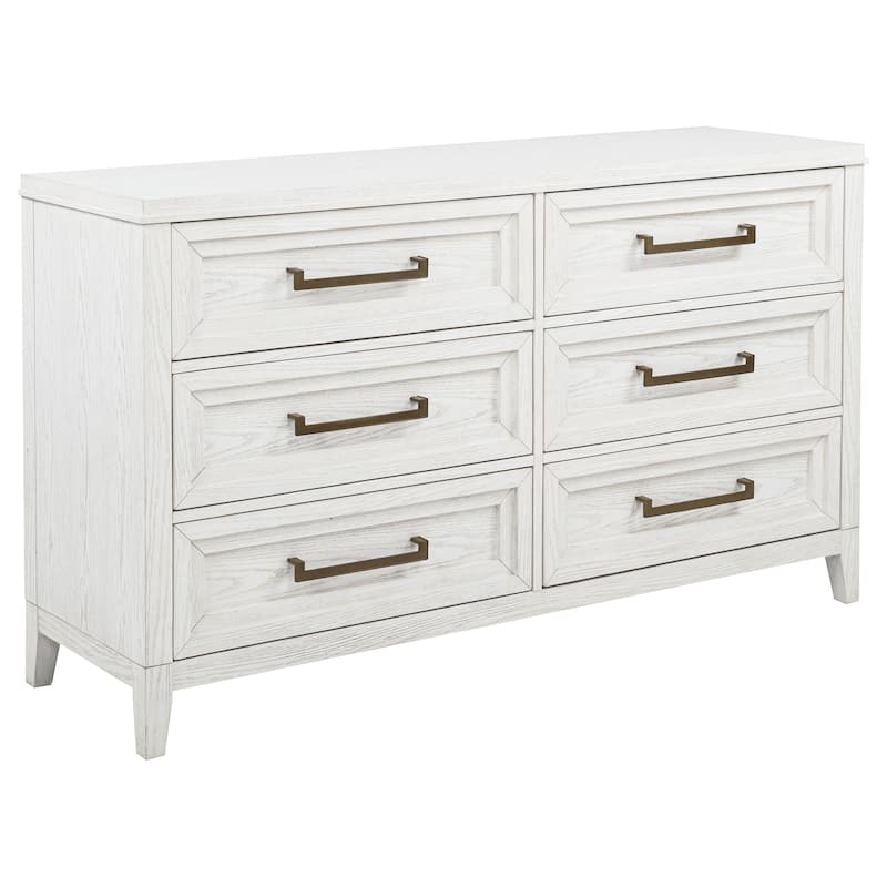 Marielle 6-drawer Dresser with Mirror Distressed White - Dresser