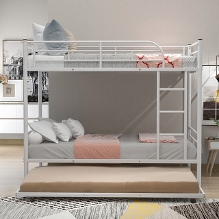 Space-Saving Twin over Twin Metal Bunk Bed with Trundle