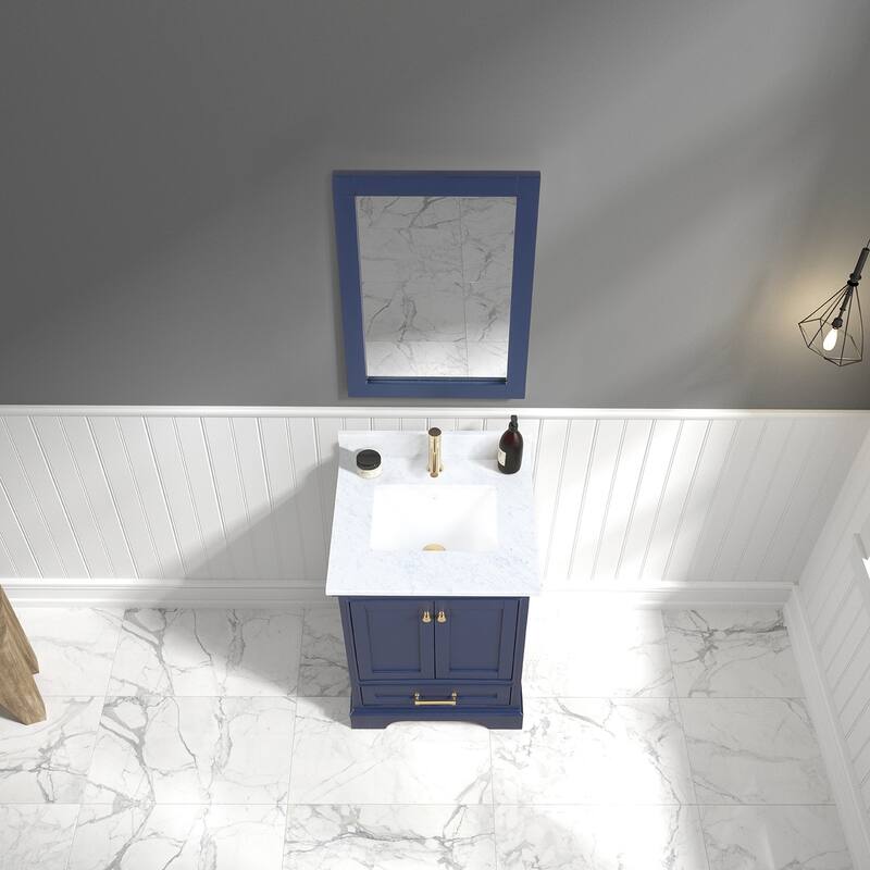 Blossom Copenhagen 24" Bathroom Vanity with Marble Top, Sink & Mirror